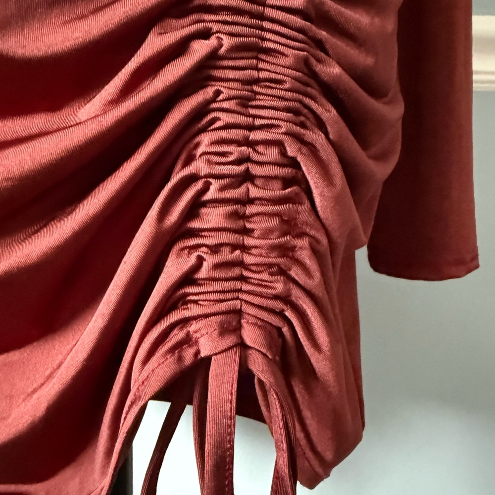 Chic Long Sleeve Ruched Dress - brown - Picture 3 of 8